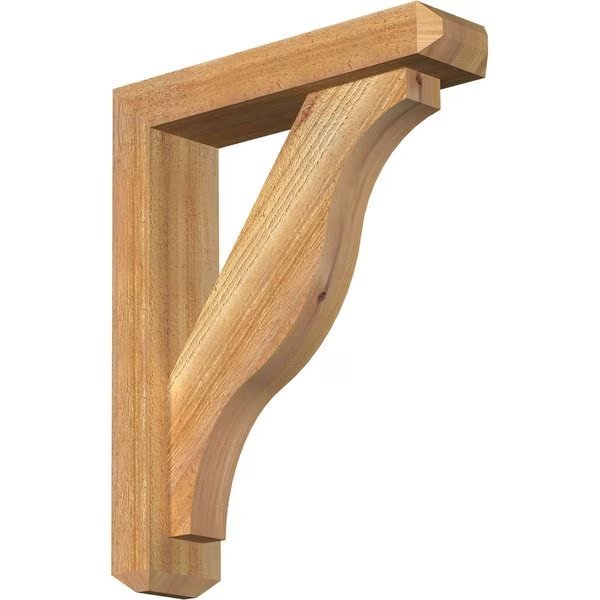 Funston Craftsman Rough Sawn Bracket w/ Offset Brace, Western Red Cedar, 4